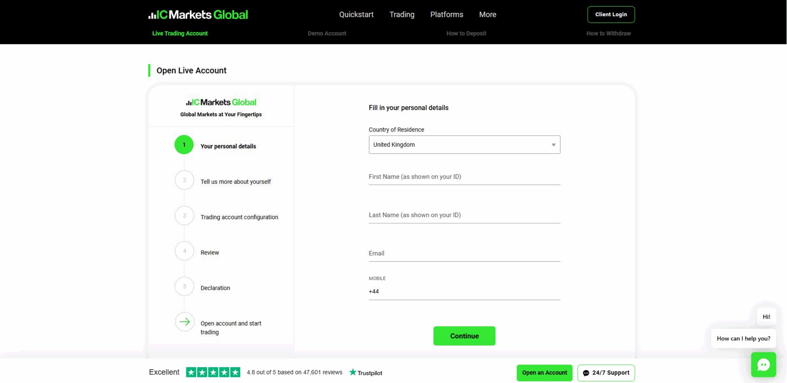 IC Markets Official Account Signup Form